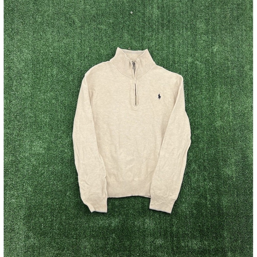 Polo Ralph Lauren Men's Beige Quarter Zip Pullover Sweater Size L